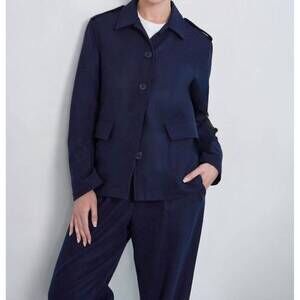 NEW PHOEBE JON valerie wool flannel jacket in navy